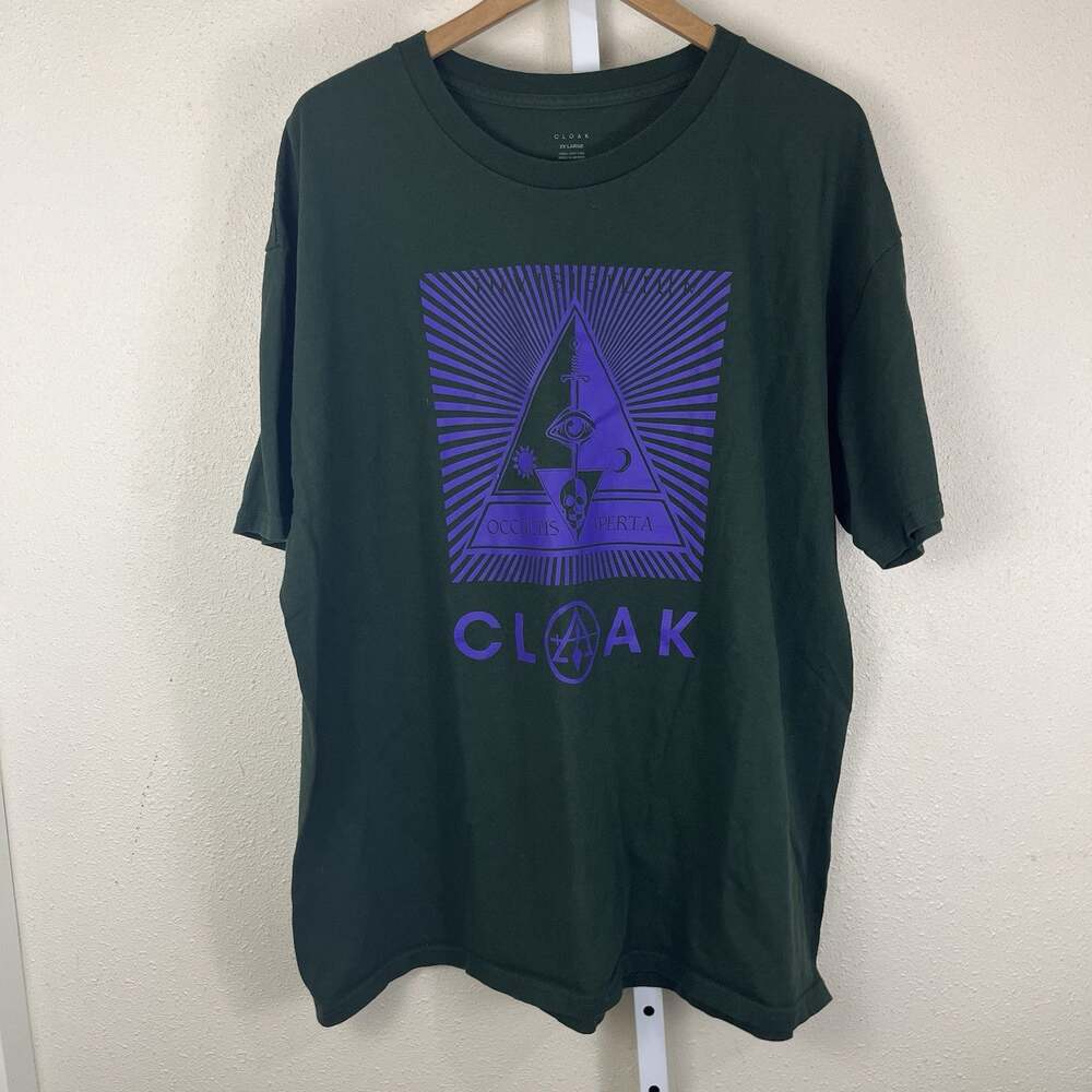 Cloak Occultis Aperta Graphic Tee Unisex 2XL Forest Green Purple Cotton